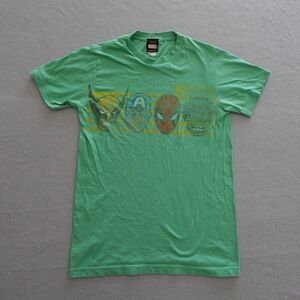 Vtg Marvel Mad Engine Shirt Wolverine Thor Spiderman Captain America Small Green